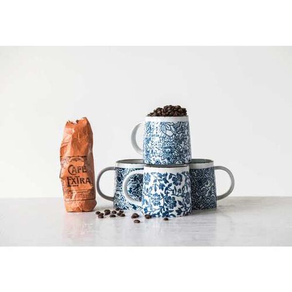 Blue and Stoneware White Coffee Mug, Set of 3, image 4