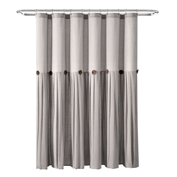 Linen Button Gray 72 x 72 In. Button Single Shower Curtain, image 6