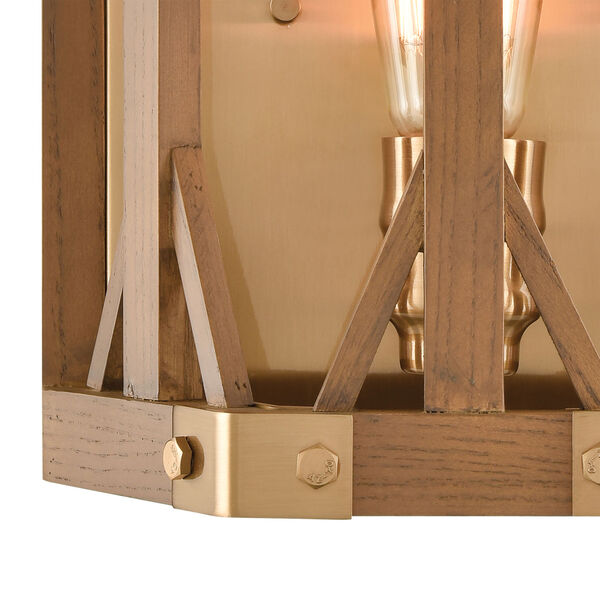 Structure Satin Brass and Medium Oak One-Light Wall Sconce, image 4