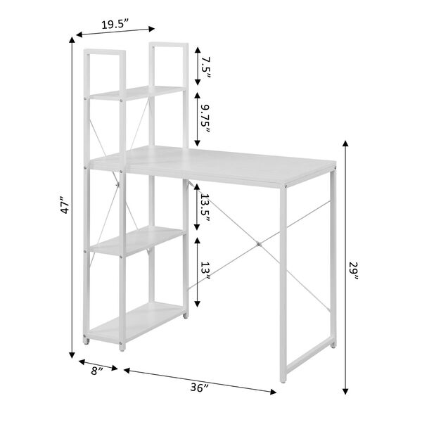 Designs2Go White Office Workstation with Shelves, image 5