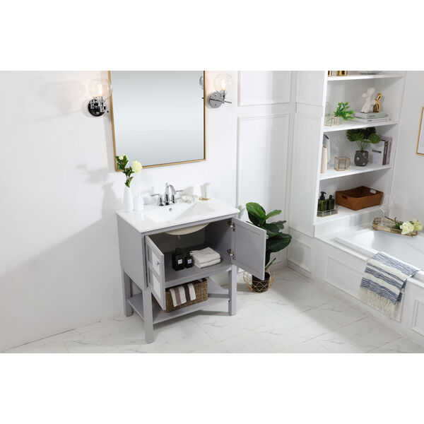 Mason Gray 30-Inch Mirrored Vanity Sink Set, image 4