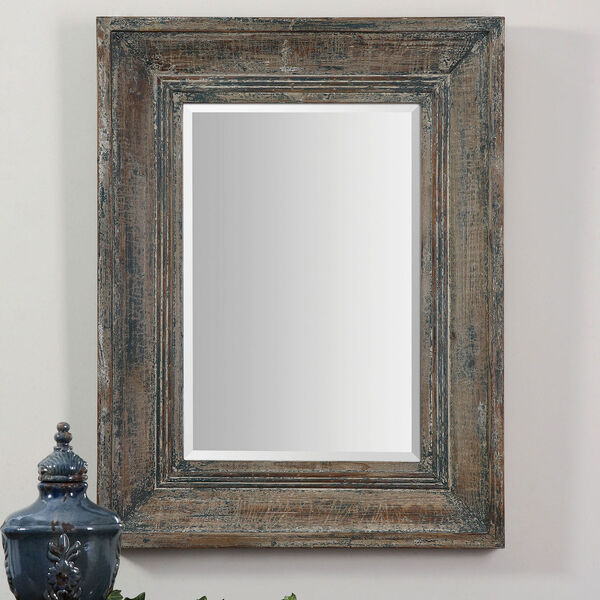 Hayden Distressed Wood Rectangular Framed Wall Mirror, image 1