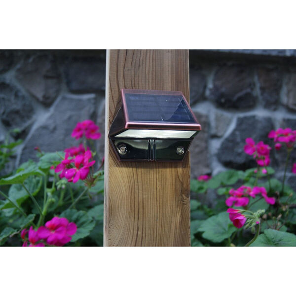 Copper Plated LED Solar Powered Deck and Wall Light, image 2