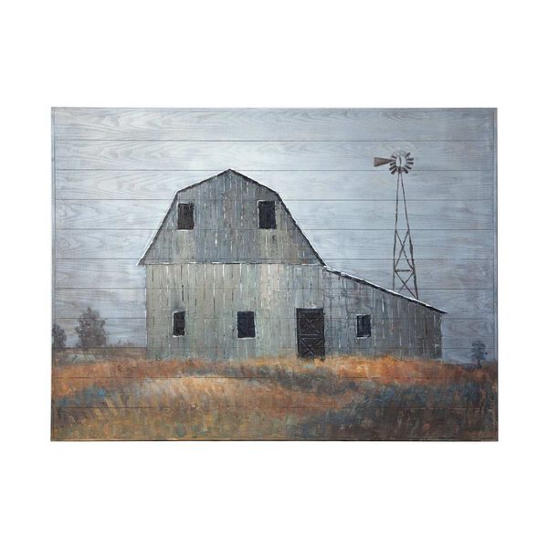 Old Mill Creek Grey Barn 57 In. x 43 In. Original Hand Painted Oil Painting, image 2