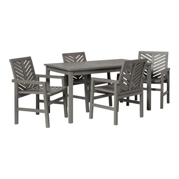 Gray Wash 32-Inch Five-Piece Chevron Outdoor Dining Set, image 3