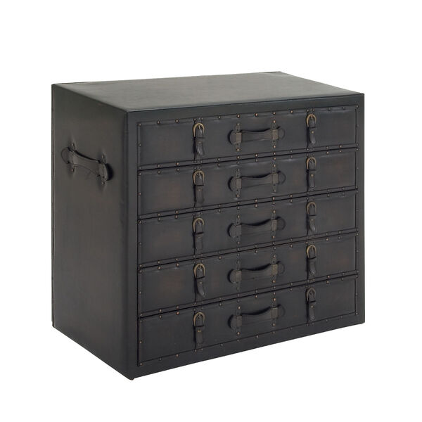 Black Faux Leather and Wood Chest, image 4