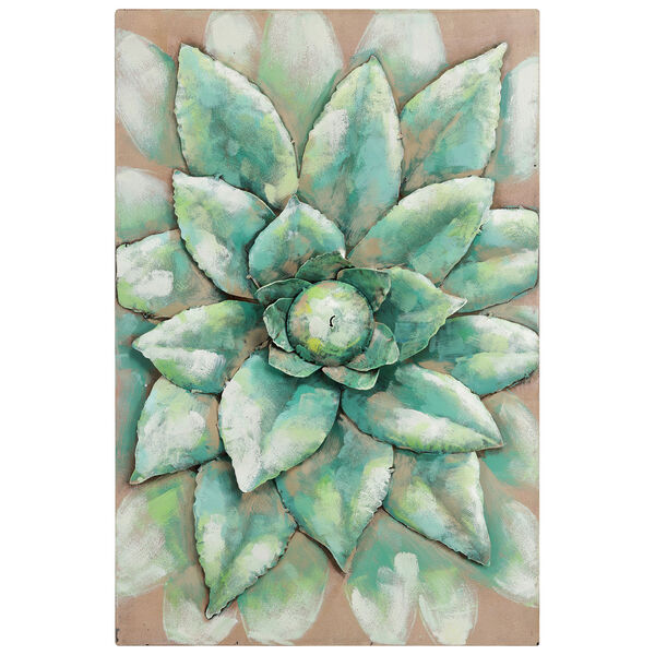 Succulent 2 Mixed Media Iron Hand Painted Dimensional Wall Art, image 2