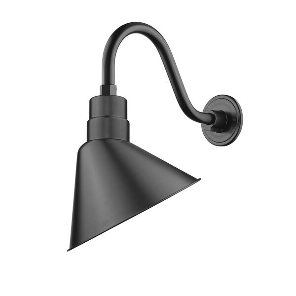 R Series Satin Black 12-Inch One-Light Outdoor Wall Sconce with Gooseneck, image 1