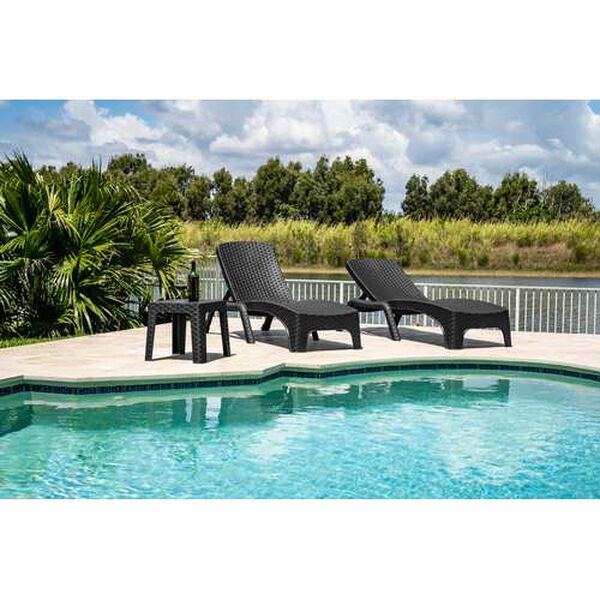 Roma Three-Piece Outdoor Chaise Lounger Set, image 3