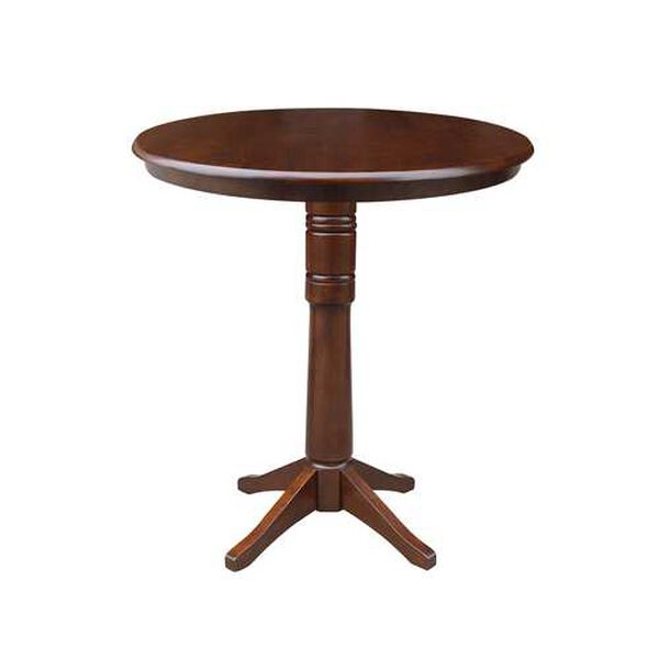 Espresso 41-Inch High Round Top Pedestal Table, image 1