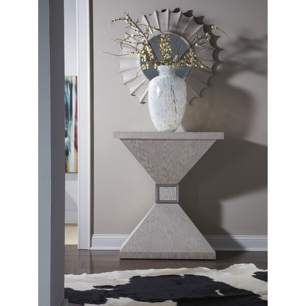 Signature Designs White and Stainless Steel Dalliance Console, image 2