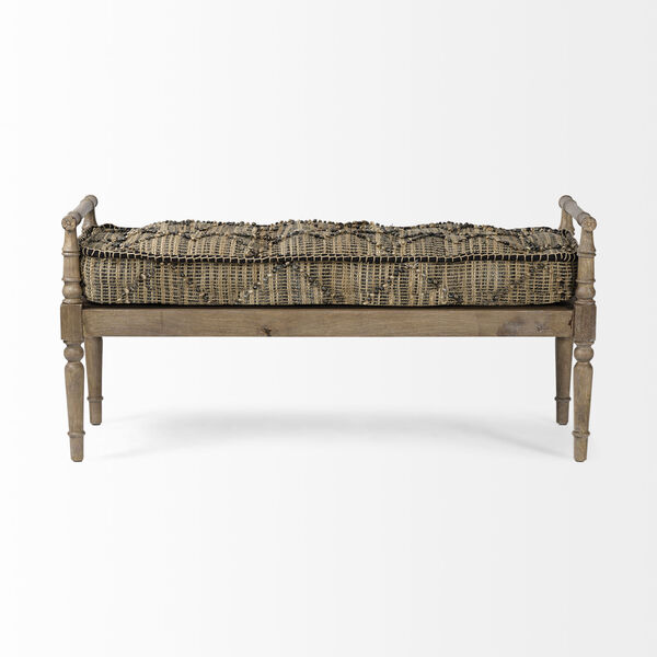 Fullerton II Brown and Gray Jute Patterned Accent Bench, image 2