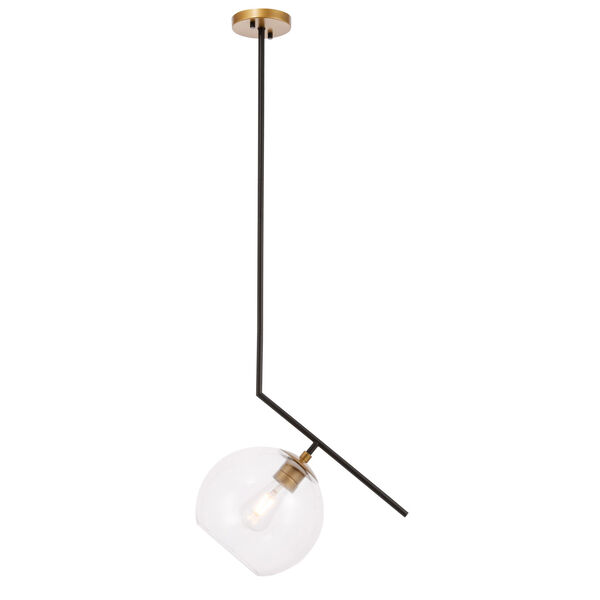 Ryland Black Brass 10-Inch One-Light Pendant with Clear Glass, image 1