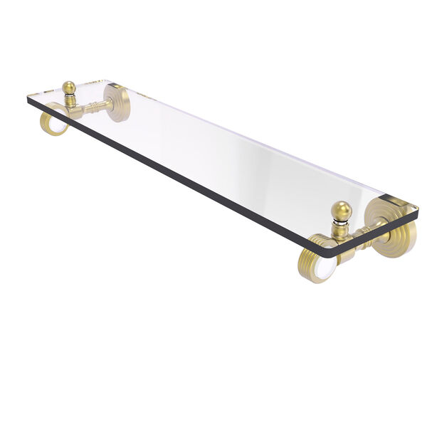 Pacific Grove Satin Brass 22-Inch Glass Shelf with Groovy Accents, image 1