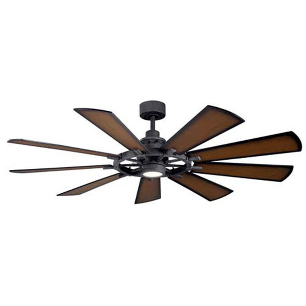 Hammersmith Distressed Black and Walnut 65-Inch LED Ceiling Fan, image 4
