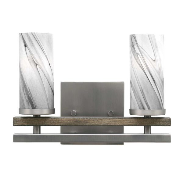 Belmont Graphite Wood Metal Two-Light Bath Vanity with Three-Inch Onyx Swirl Glass, image 1