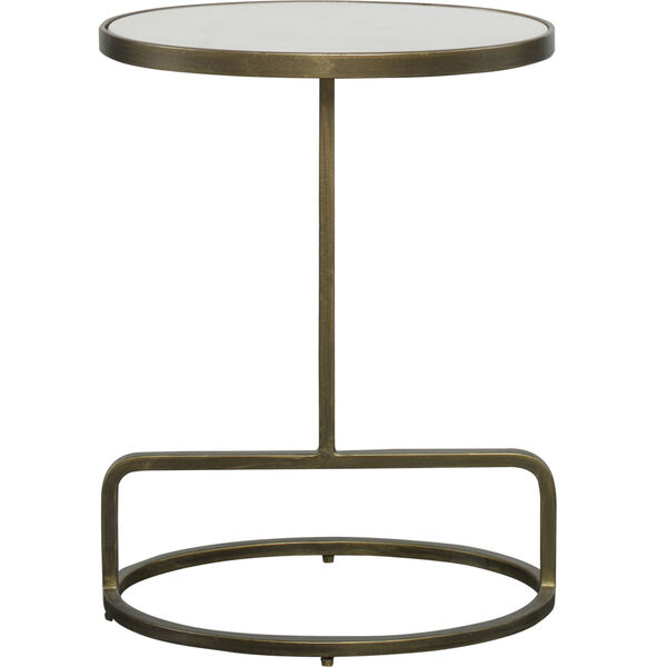 Jessenia White and Antiqued Brushed Gold Accent Table, image 1