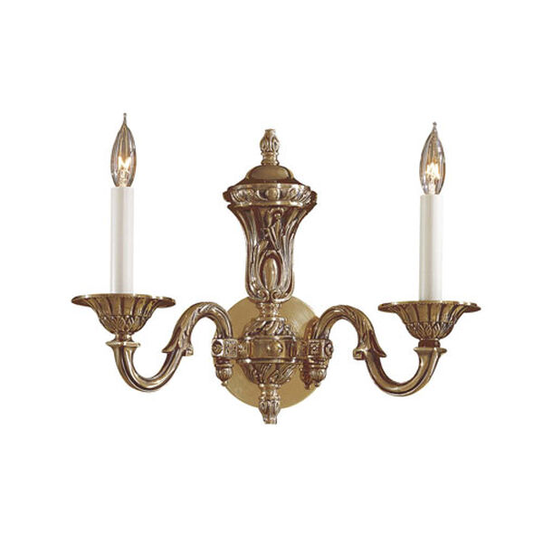Vintage Two-Light Antique Brass Wall Sconce, image 1