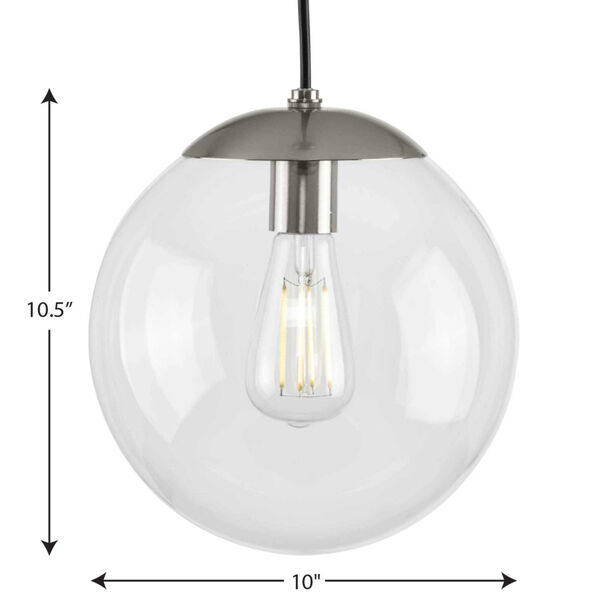 P500310-009: Atwell Brushed Nickel One-Light Pendant with Clear Glass, image 4