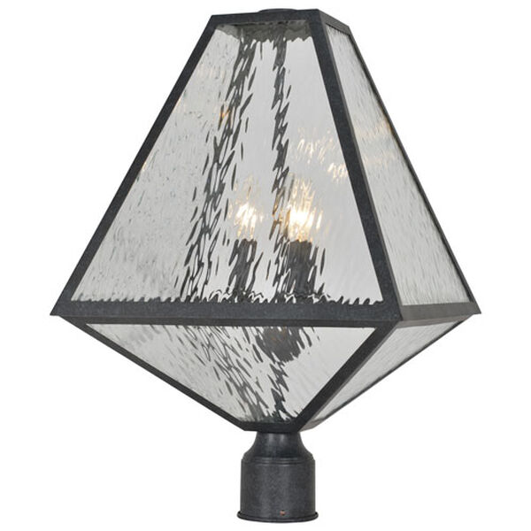Randolph Matte Black and Polished Chrome Three-Light Outdoor Post Lantern, image 1