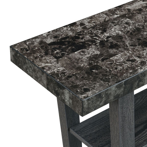 Newport Faux Black Marble and Weathered Gray V-Shaped Console Table, image 5