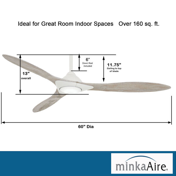 Sleek Flat White 60-Inch Smart Ceiling Fan, image 5