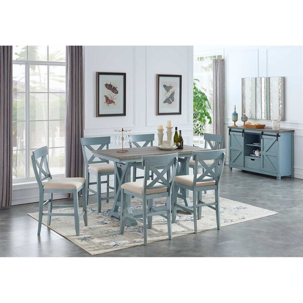Bar Harbor Blue and Natural Counter Height Dining Table, image 4