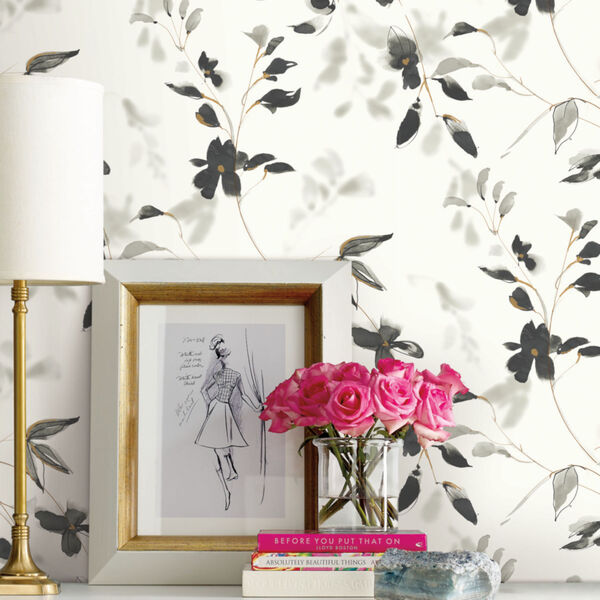 Simply Candice Black Linden Flower Peel and Stick Wallpaper, image 4