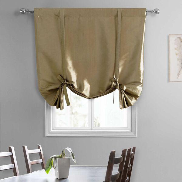 Gold Nugget Faux Silk Taffeta Tie-Up Window Shade Single Panel, image 2