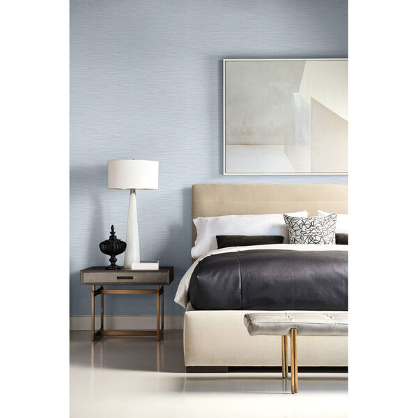 Lillian August Luxe Retreat Blue Frost Faux Linen Weave Unpasted Wallpaper, image 1