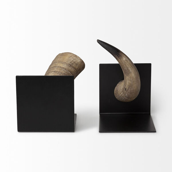 Nickerson Brown Bull Horn Bookend, Set of 2, image 3