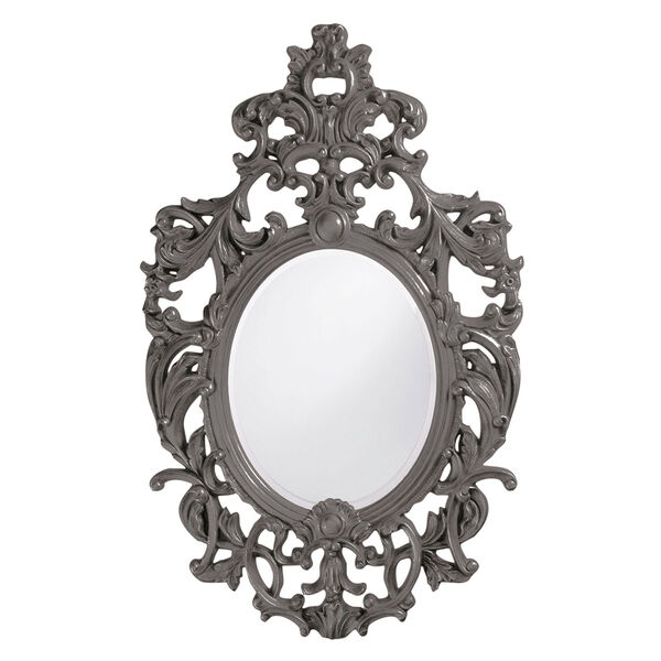 Dorsiere Charcoal Gray Oval Mirror, image 1