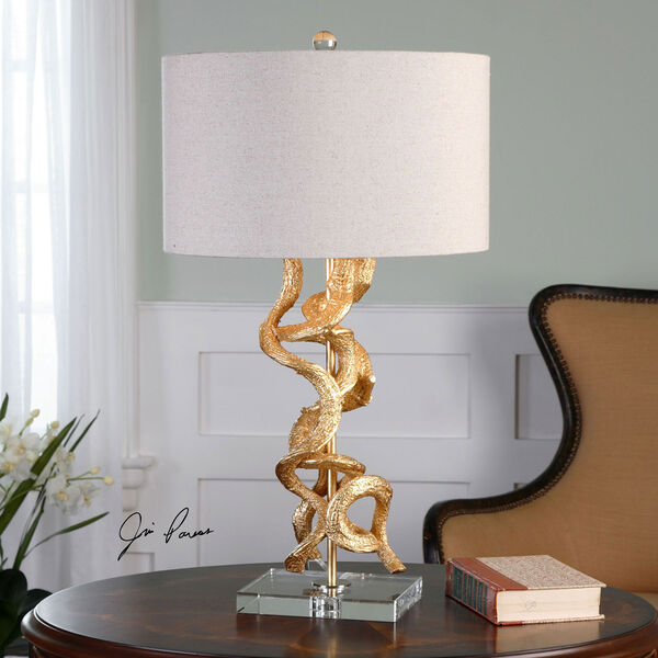 Bright Gold Twisted Vines One-Light Table Lamp, image 2