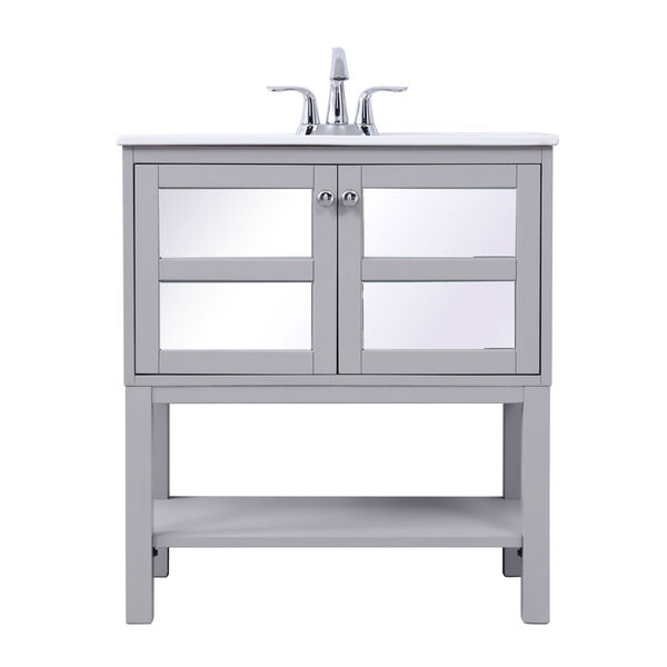Mason Gray 30-Inch Mirrored Vanity Sink Set, image 1