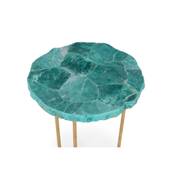 Natural Green and Antique Gold Side Table, image 2