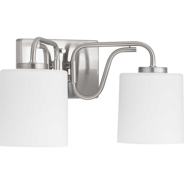 Tobin Brushed Nickel Two-Light Bath Fixture With Etched White Glass, image 3
