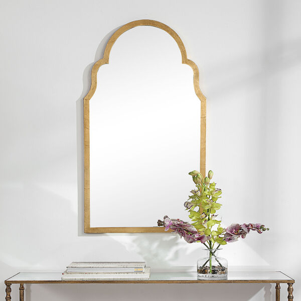Aster Gold Leaf Finish Arch Wall Mirror, image 3