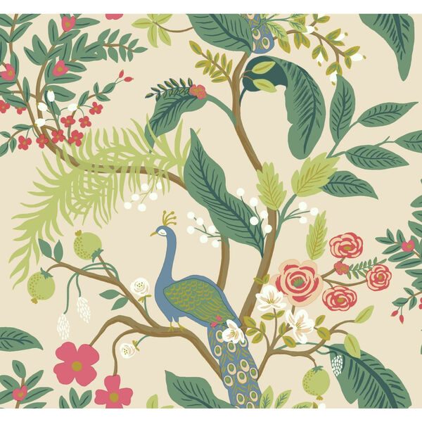 Rifle Paper Co. Light Pink Peacock Wallpaper, image 2