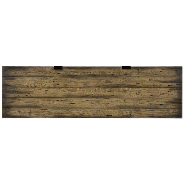 Crafted Dark Wood Leg Desk Credenza, image 2
