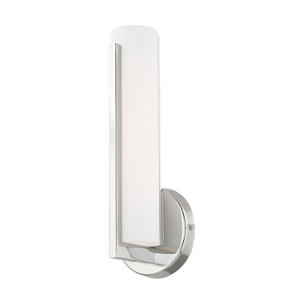 Visby Polished Chrome 4-Inch ADA Wall Sconce with Satin White Acrylic Shade, image 4