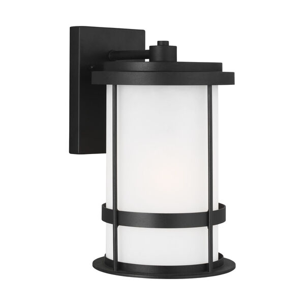 Wilburn Black Eight-Inch One-Light Outdoor Wall Sconce with Satin Etched Shade, image 2