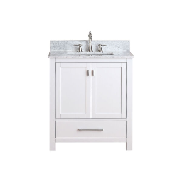 Modero White 30-Inch Vanity Combo with White Carrera Marble Top, image 1