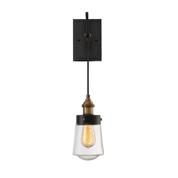 Afton Vintage Black with Warm Brass One-Light Wall Sconce, image 1
