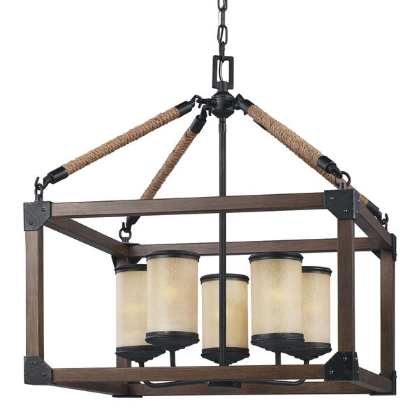 Dunning Stardust Five-Light Chandelier with Creme Parchment Glass, image 1