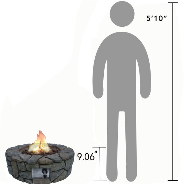 Grey Outdoor Stone Propane Gas Fire Pit, image 5