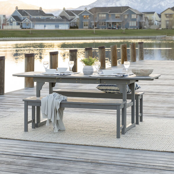 Gray Wash 35-Inch Three-Piece Extendable Outdoor Dining Set, image 1