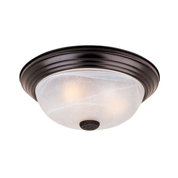 Oil Rubbed Bronze Three-Light Flush Mount with White Alabaster Glass, image 1