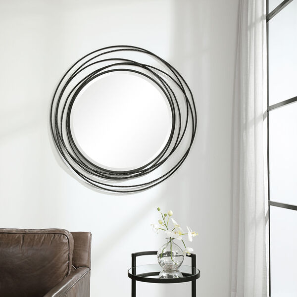 Whirlwind Black Round Mirror, image 3