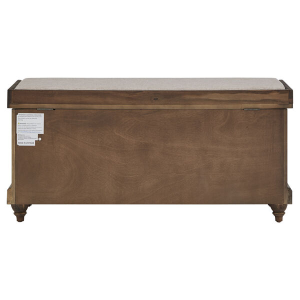 Potter Brown Storage Bench with Linen Seat Cushion, image 4