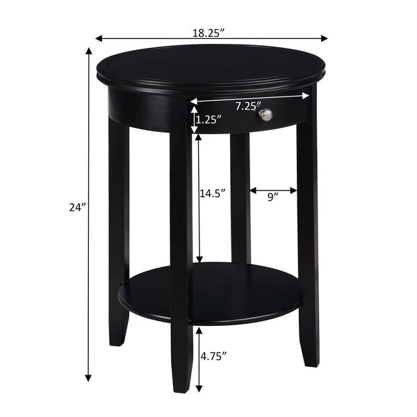 American Heritage Black Baldwin One-Drawer End Table with Shelf, image 3